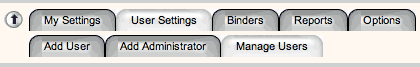 Manage Users tabs